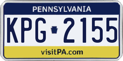 PA license plate KPG2155