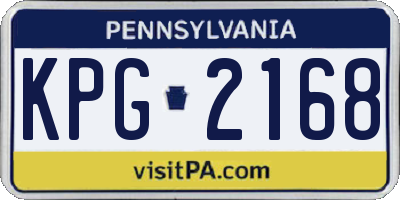 PA license plate KPG2168