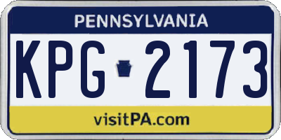 PA license plate KPG2173