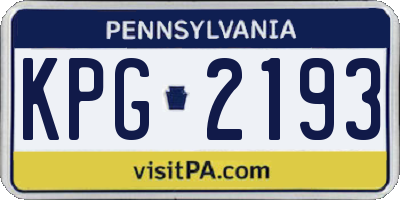PA license plate KPG2193