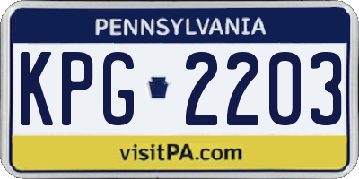 PA license plate KPG2203
