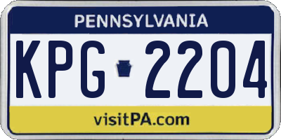 PA license plate KPG2204