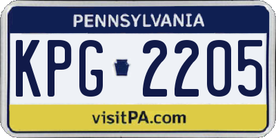 PA license plate KPG2205