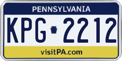 PA license plate KPG2212
