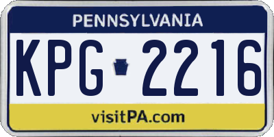 PA license plate KPG2216