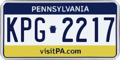 PA license plate KPG2217