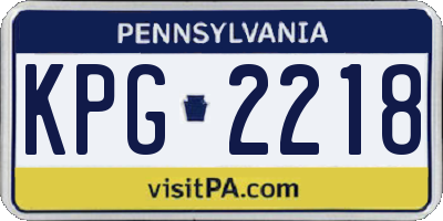 PA license plate KPG2218