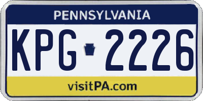 PA license plate KPG2226