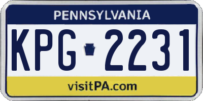 PA license plate KPG2231