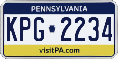 PA license plate KPG2234