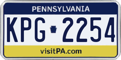 PA license plate KPG2254
