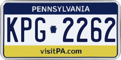 PA license plate KPG2262