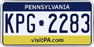 PA license plate KPG2283
