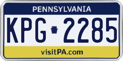 PA license plate KPG2285
