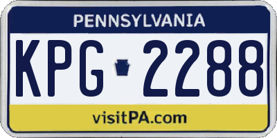 PA license plate KPG2288