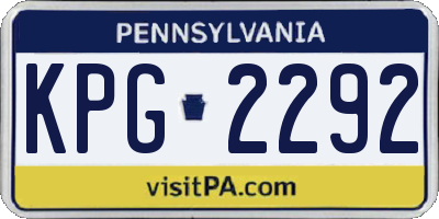 PA license plate KPG2292