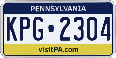 PA license plate KPG2304