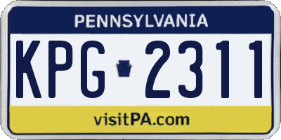 PA license plate KPG2311