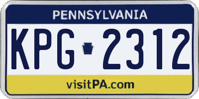 PA license plate KPG2312
