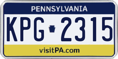 PA license plate KPG2315