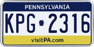 PA license plate KPG2316