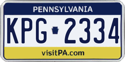 PA license plate KPG2334