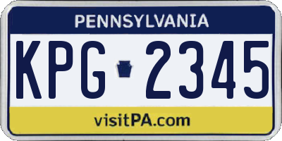 PA license plate KPG2345