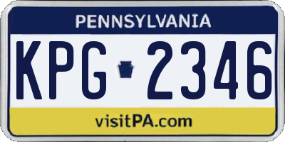 PA license plate KPG2346
