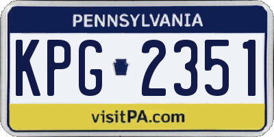 PA license plate KPG2351