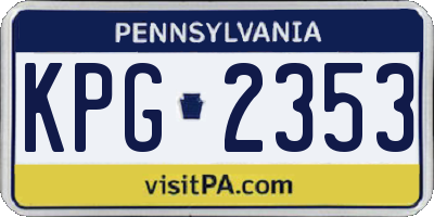 PA license plate KPG2353