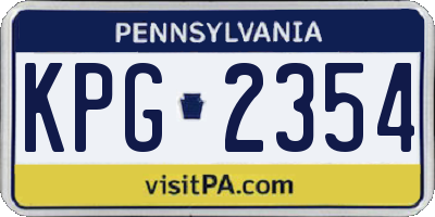 PA license plate KPG2354