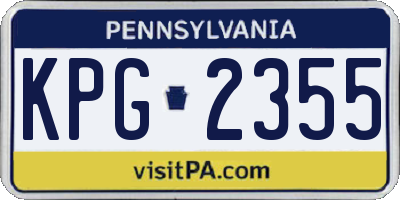 PA license plate KPG2355
