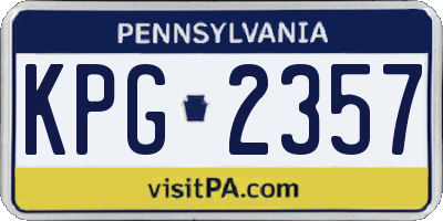 PA license plate KPG2357