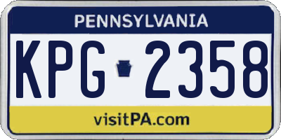 PA license plate KPG2358