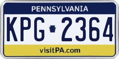 PA license plate KPG2364