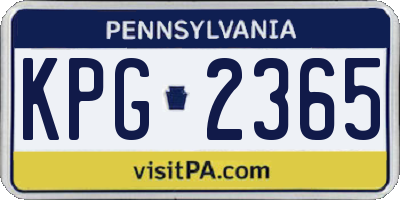PA license plate KPG2365