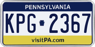 PA license plate KPG2367