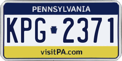 PA license plate KPG2371