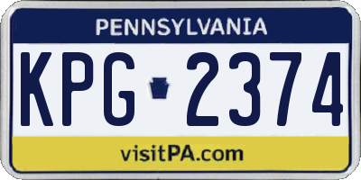 PA license plate KPG2374