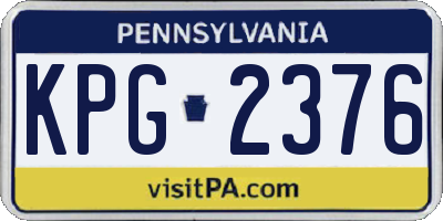 PA license plate KPG2376