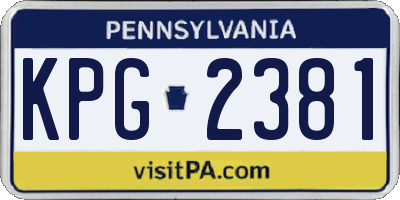 PA license plate KPG2381