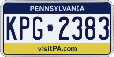 PA license plate KPG2383