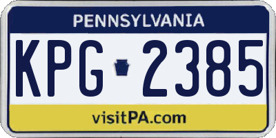 PA license plate KPG2385