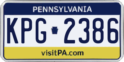 PA license plate KPG2386