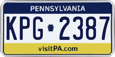 PA license plate KPG2387