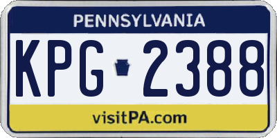 PA license plate KPG2388