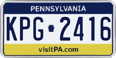 PA license plate KPG2416