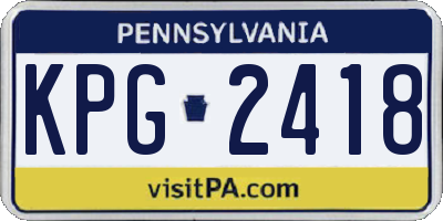 PA license plate KPG2418