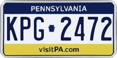 PA license plate KPG2472
