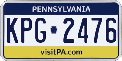 PA license plate KPG2476